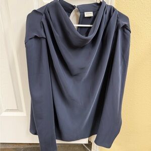 Babaton Navy Sleeveless Draped Neck Top